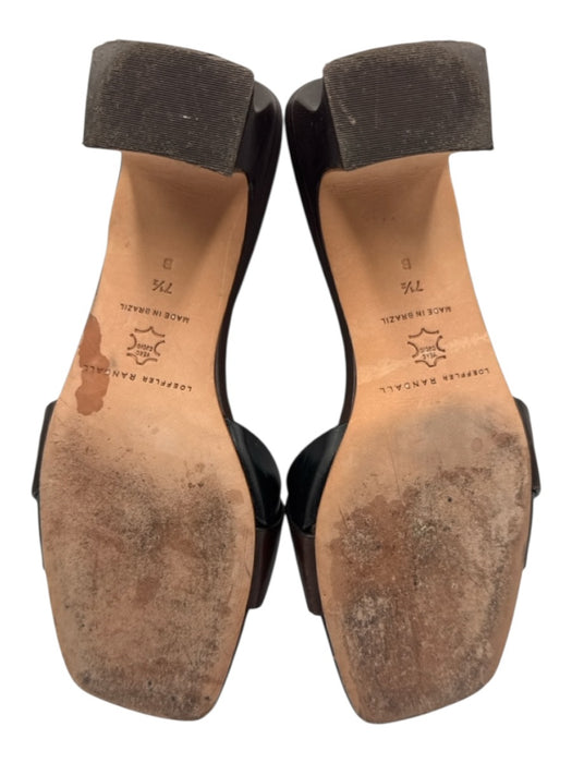 Loeffler Randall Shoe Size 7.5 Brown & Black Leather Peep Toe Twist Mule Sandals Brown & Black / 7.5