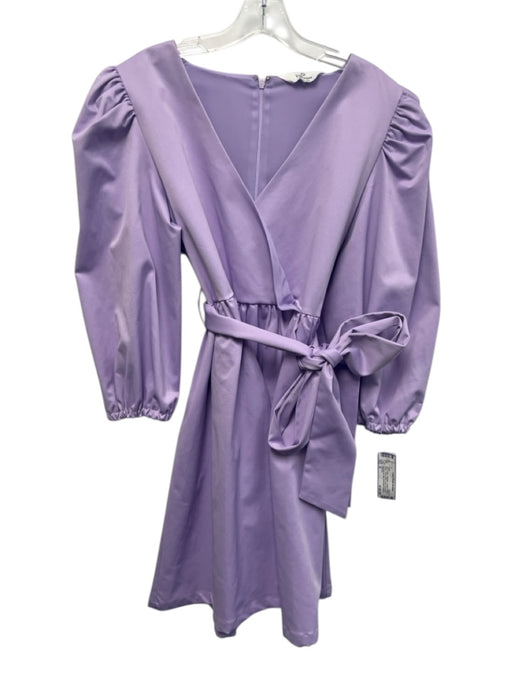 LaRoque Size M Lilac Purple Polyester Surplice Balloon Sleeve Above Knee Dress Lilac Purple / M