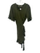 Marie Oliver Size 1 / S Olive Green Silk & Linen Surplice Above Knee Dress Olive Green / 1 / S