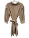La Roque Size L Beige Polyester Short Puff Sleeve Stand Collar Knee length Dress Beige / L
