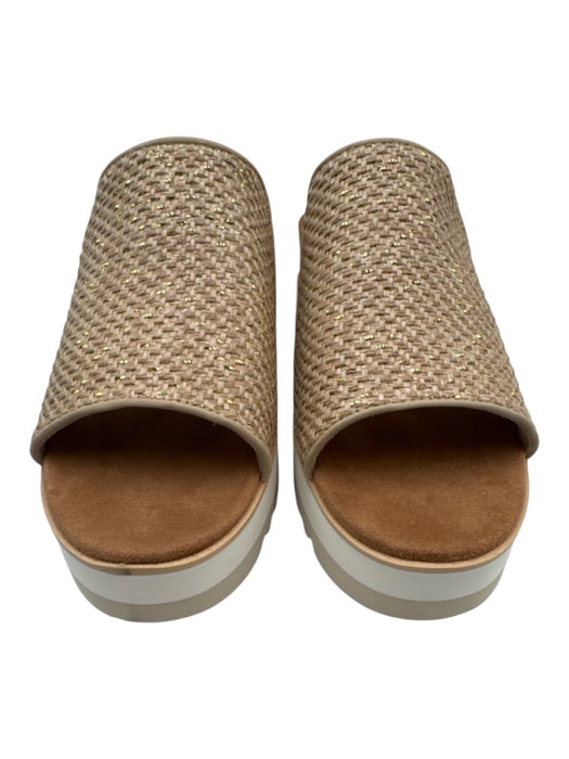 Toms Shoe Size 11 Tan Synthetic Platform Slip On gold accent Open Toe Sandals Tan / 11
