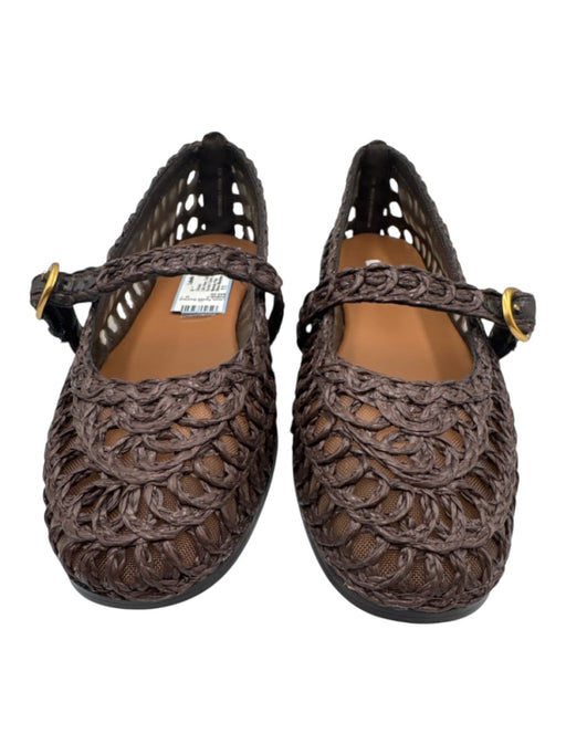 Steve Madden Shoe Size 11 Dark Brown Raffia Flat Buckle Close Woven Shoes Dark Brown / 11