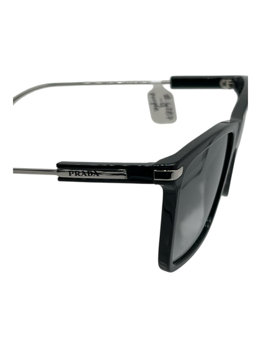 Prada Black & Silver Acetate Metal Accent Gradient Sunglasses Black & Silver