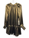 Happy Nature Size XS Gold Polyester Metallic High Tie Neck Mini Dress Gold / XS