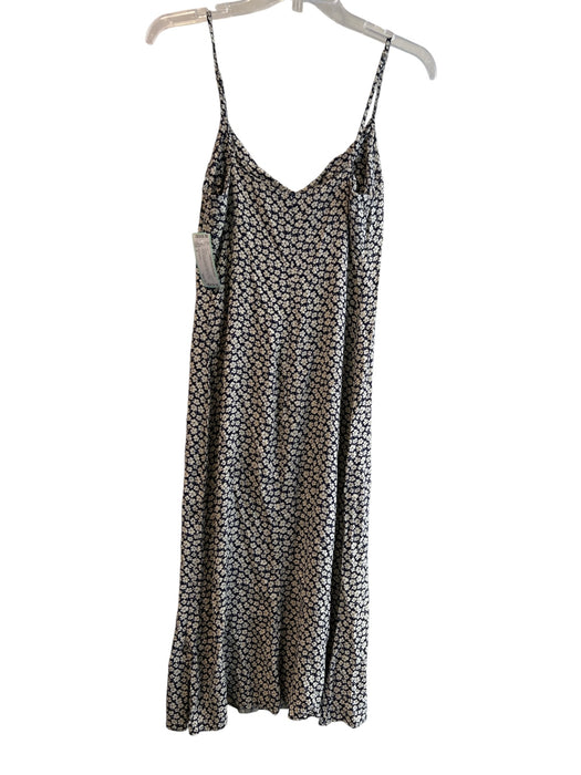 Reformation Size 4 Ivory & Navy Viscose Blend V Neck Floral Side Slit Dress Ivory & Navy / 4