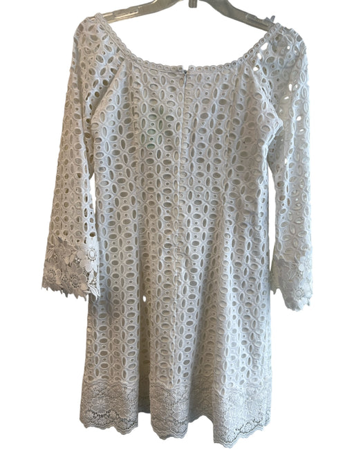 Nanette Lepore Size 0 White Cotton & Polyester Back Zip Long Sleeve Dress White / 0