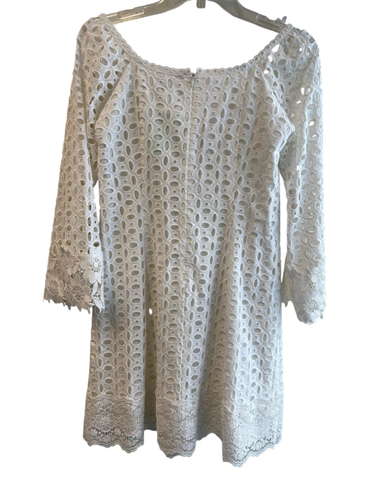 Nanette Lepore Size 0 White Cotton & Polyester Back Zip Long Sleeve Dress White / 0