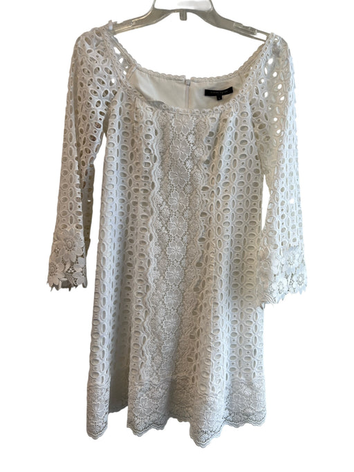 Nanette Lepore Size 0 White Cotton & Polyester Back Zip Long Sleeve Dress White / 0