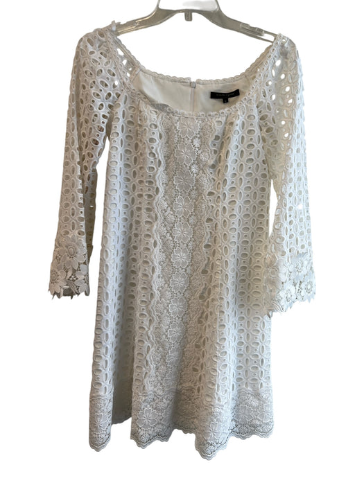 Nanette Lepore Size 0 White Cotton & Polyester Back Zip Long Sleeve Dress White / 0