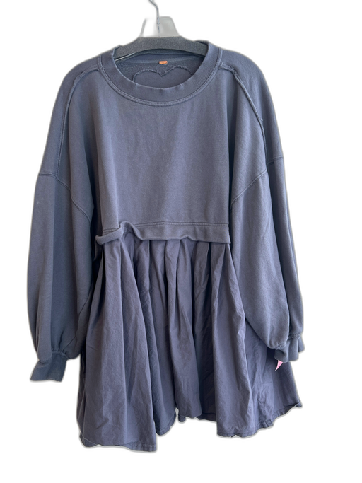 Free People Size Est L/XL Dark Gray Cotton Long Sleeve Crew Neck Lined Dress Dark Gray / Est L/XL