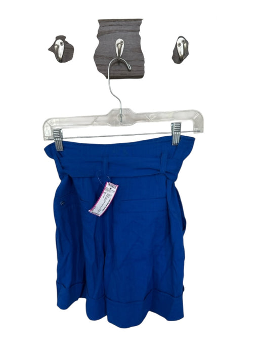 Marc Cain Size S Cobalt Linen Belt Paperbag Pockets Pleats Shorts Cobalt / S