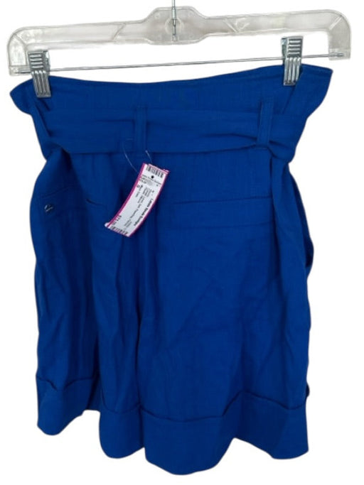 Marc Cain Size S Cobalt Linen Belt Paperbag Pockets Pleats Shorts Cobalt / S