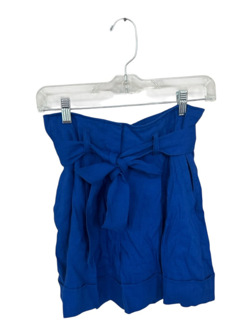 Marc Cain Size S Cobalt Linen Belt Paperbag Pockets Pleats Shorts Cobalt / S