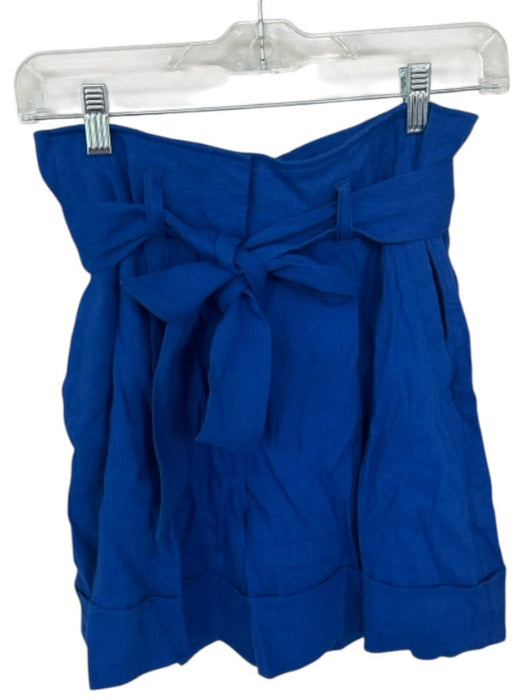 Marc Cain Size S Cobalt Linen Belt Paperbag Pockets Pleats Shorts Cobalt / S