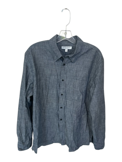 Banana Republic Size L Gray Cotton Collar Button Down Long Sleeve Shirt Gray / L