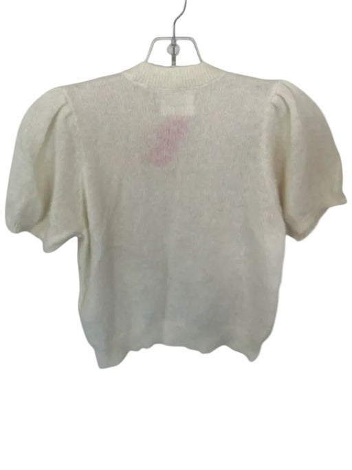 Doen Size S Cream Alpaca Short Sleeve Button Down Dropped Dolman Sleeves Top Cream / S