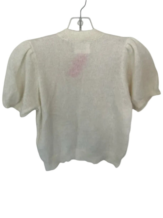 Doen Size S Cream Alpaca Short Sleeve Button Down Dropped Dolman Sleeves Top Cream / S