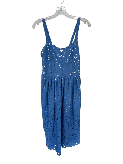 Roberto Verino Size Est S Cornflower Blue Polyester Blend Eyelet Midi Dress Cornflower Blue / Est S