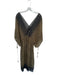 Lee Mathews Size 4 Brown & Black Silk Deep V Tassel Mini Sheer Dress Brown & Black / 4