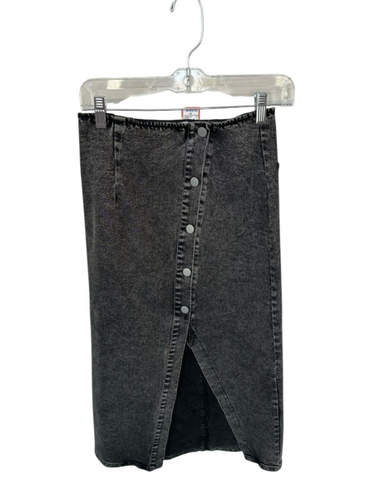 Cloud ten Size S Gray Cotton Blend Stretch Button Down Midi Denim Skirt Gray / S