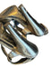 Valentino Shoe Size 37 Pewter Leather Metallic Peep Toe Velcro Pumps Pewter / 37