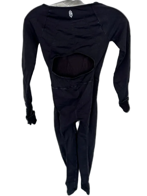 FP Movement Size XS/S Charcoal Nylon Blend Long Sleeve Open Back Jumpsuit Charcoal / XS/S