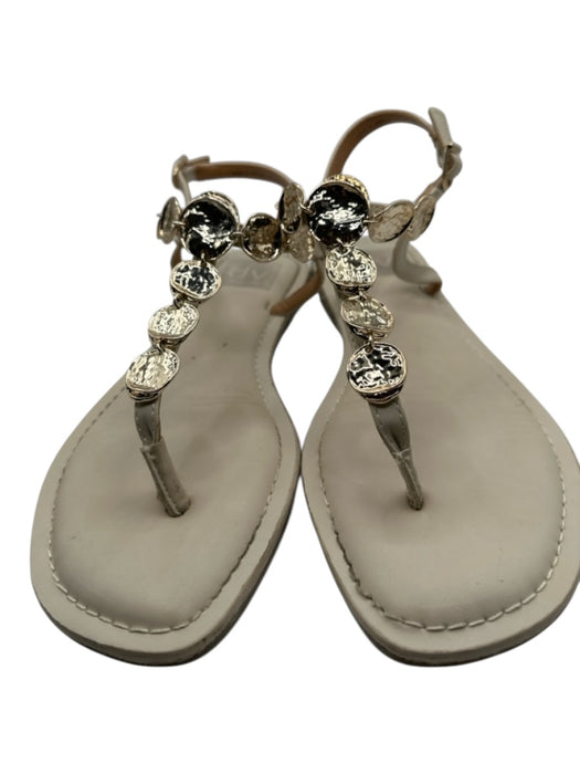 Dolce Vita Shoe Size 8 Cream Pleather Embellished Ankle Strap Sandals Cream / 8
