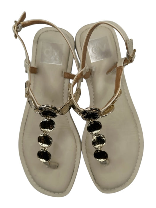 Dolce Vita Shoe Size 8 Cream Pleather Embellished Ankle Strap Sandals Cream / 8