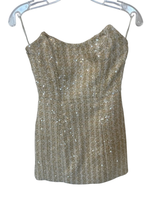 Line & Dot Size XS Cream Polyester Tweed Sequin Mini boning Dress Cream / XS