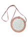 Brown Wicker Metallic Crossbody Canteen Purse Brown
