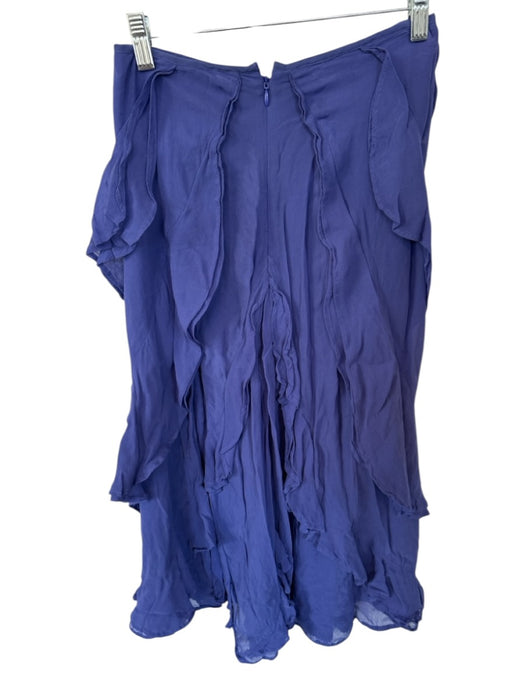 Anthropologie Size 0 Purple Viscose Ruffle Side Zip Midi slit Skirt Purple / 0