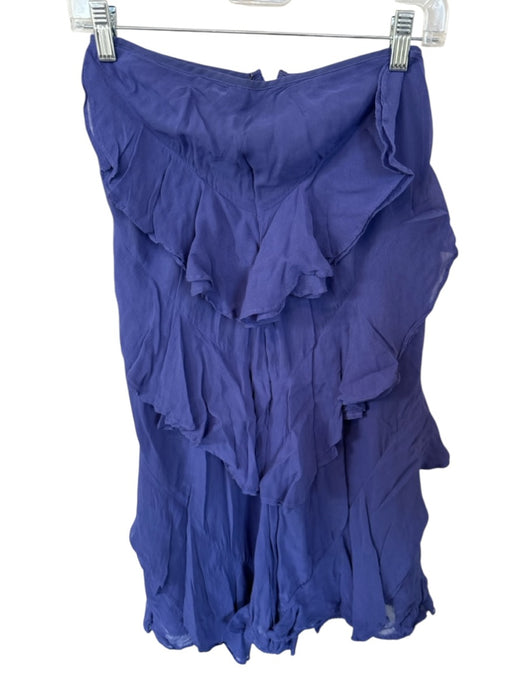 Anthropologie Size 0 Purple Viscose Ruffle Side Zip Midi slit Skirt Purple / 0