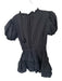 Mable Size S Black Rayon Balloon Sleeve Tiered Tassels Mini Dress Black / S
