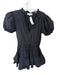 Mable Size S Black Rayon Balloon Sleeve Tiered Tassels Mini Dress Black / S