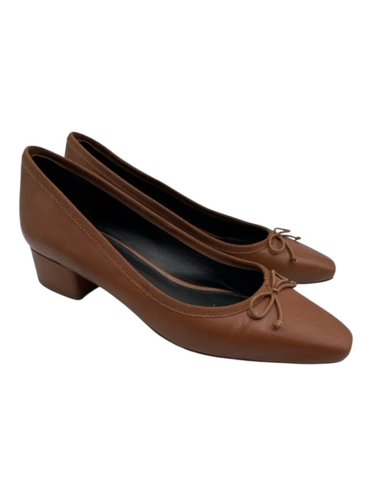 Veronica Beard Shoe Size 7.5 Brown Leather Square Toe Bow Detail Pumps Brown / 7.5