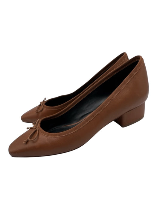 Veronica Beard Shoe Size 7.5 Brown Leather Square Toe Bow Detail Pumps Brown / 7.5