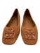 Tory Burch Shoe Size 8 Tan Brown Suede leather Square Toe Logo Flats Tan Brown / 8