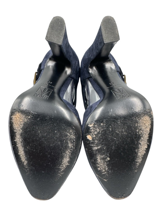 Tamara Mellon Shoe Size 39 Navy Blue Suede leather Almond Toe Cut Out Booties Navy Blue / 39