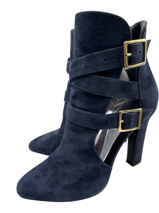 Tamara Mellon Shoe Size 39 Navy Blue Suede leather Almond Toe Cut Out Booties Navy Blue / 39
