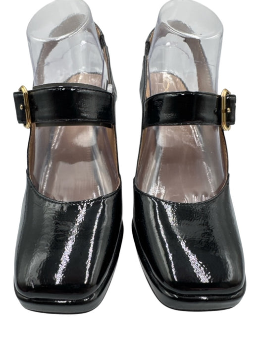 Sam Edelman Shoe Size 8 Black Patent Leather Square Toe Buckle Strap Pumps Black / 8
