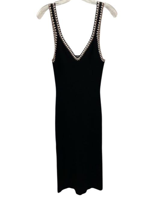 Caroline Constas Size S Black, Brown & White Viscose & Polyester Rib Knit Dress Black, Brown & White / S