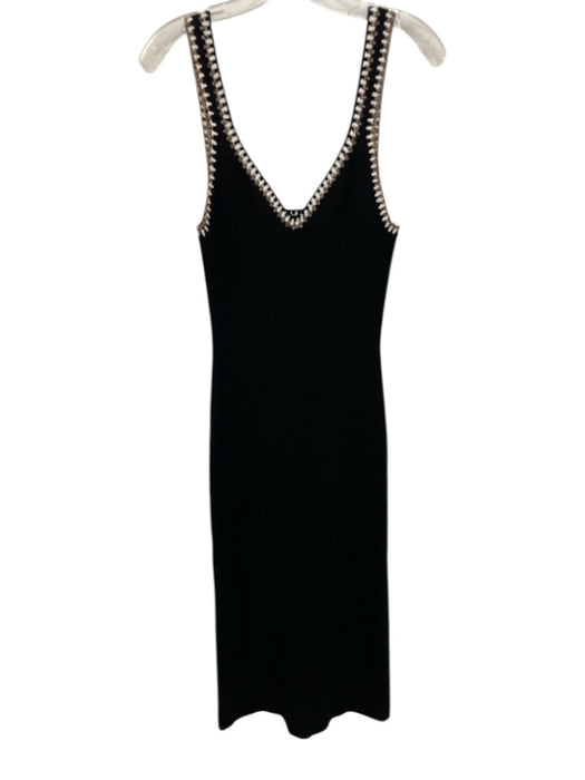 Caroline Constas Size S Black, Brown & White Viscose & Polyester Rib Knit Dress Black, Brown & White / S