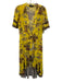 Le Superbe Size 6 Yellow, Pink & Multi Polyethylene Short Sleeve Wrap Dress Yellow, Pink & Multi / 6