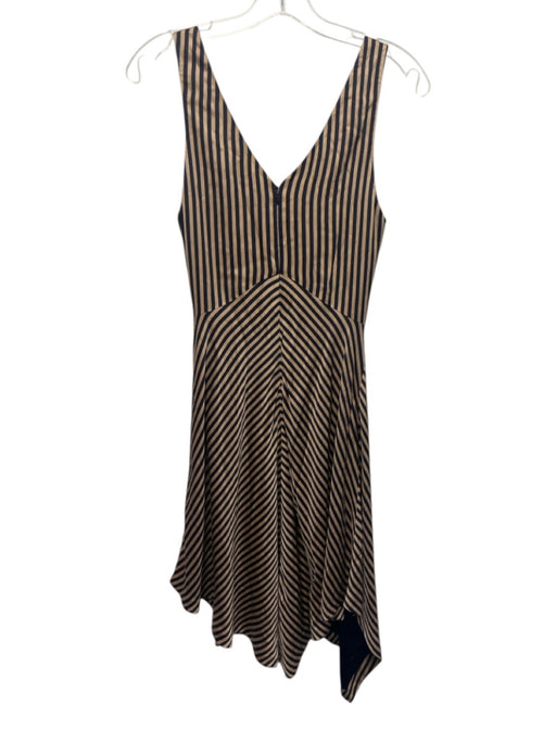 Jonathan Simkhai Size 4 Tan & Navy Rayon Blend Sleeveless Striped V Neck Dress Tan & Navy / 4