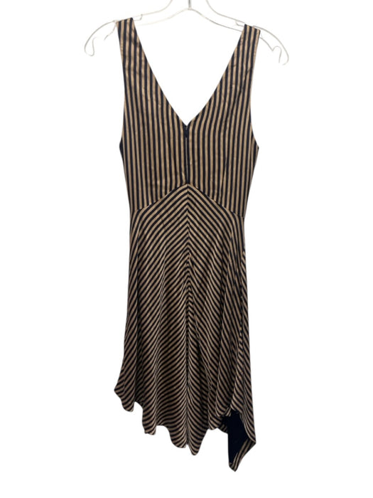 Jonathan Simkhai Size 4 Tan & Navy Rayon Blend Sleeveless Striped V Neck Dress Tan & Navy / 4