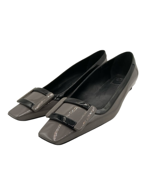 Roger Vivier Shoe Size 39 Gray & Black Patent Leather Buckle Detail Flats Gray & Black / 39