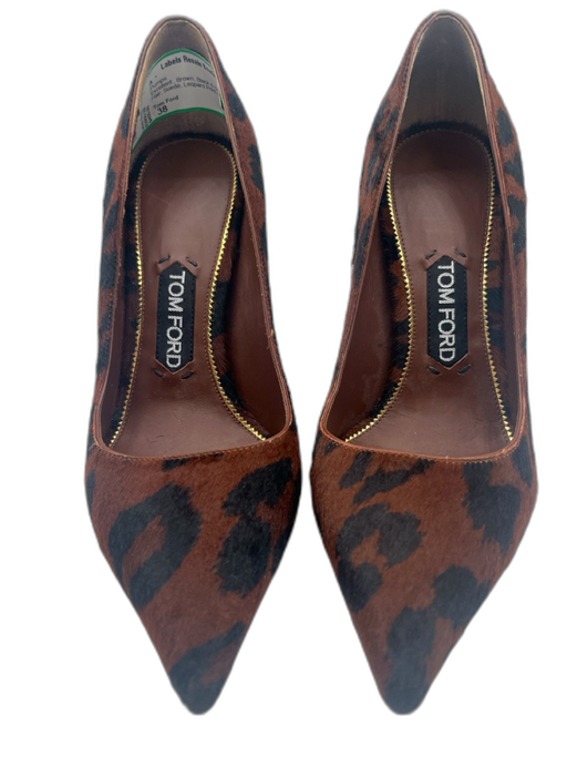 Tom Ford Shoe Size 38 Brown, Black & Gold Pony Hair Suede Leopard Print Pumps Brown, Black & Gold / 38