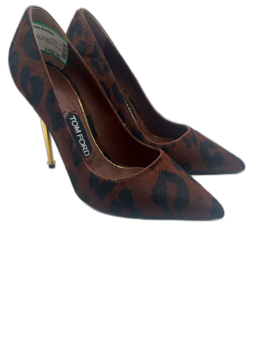 Tom Ford Shoe Size 38 Brown, Black & Gold Pony Hair Suede Leopard Print Pumps Brown, Black & Gold / 38