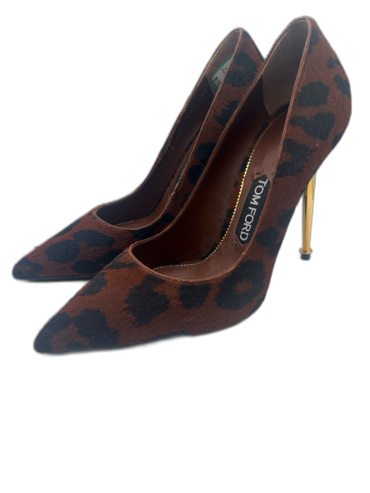 Tom Ford Shoe Size 38 Brown, Black & Gold Pony Hair Suede Leopard Print Pumps Brown, Black & Gold / 38