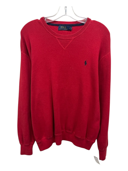 Polo Size L Red Cotton Solid Crew Men's Sweater Red / L
